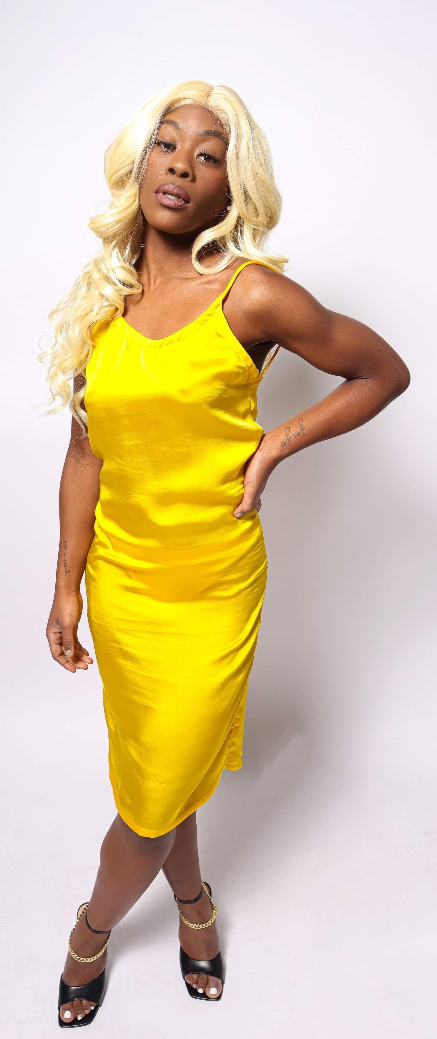 Silk Yellow Dress - Dress for Less | Black Gods and Goddess
